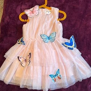 Elegant Pink Butterfly Kids Dress